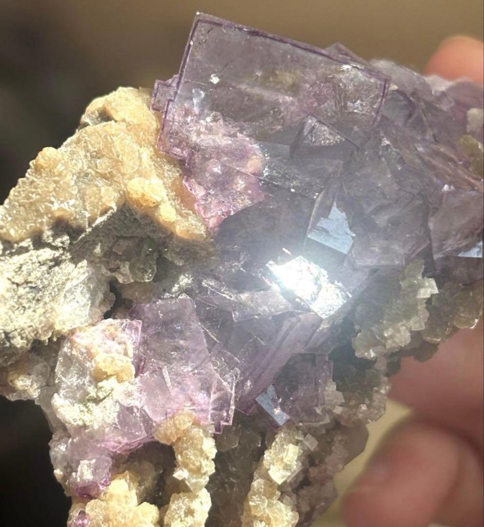 中国　ヤオガンシャン産　ブルー　パープル　フローライト　原石　鉱物標本