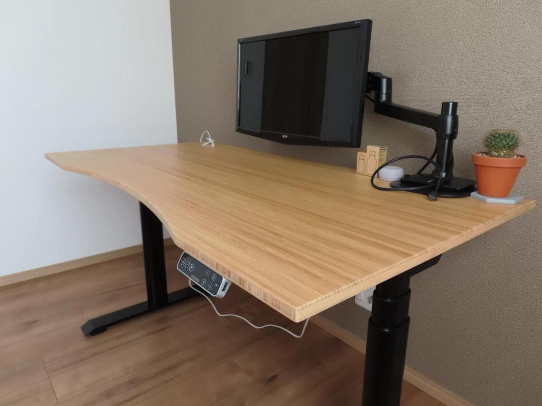 Flexispot E7 Proカーブ型天板 天然竹 140x70x2