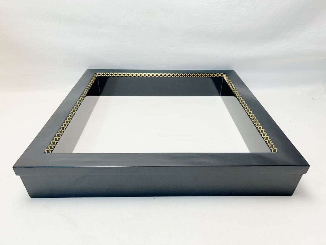 未使用 茶道具 村田宗覚造 木製黒真塗 七宝蒔絵 炉縁 共箱