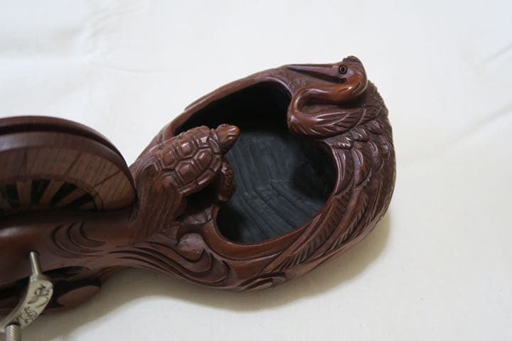 墨壺　亀と鶴 木製　大工道具