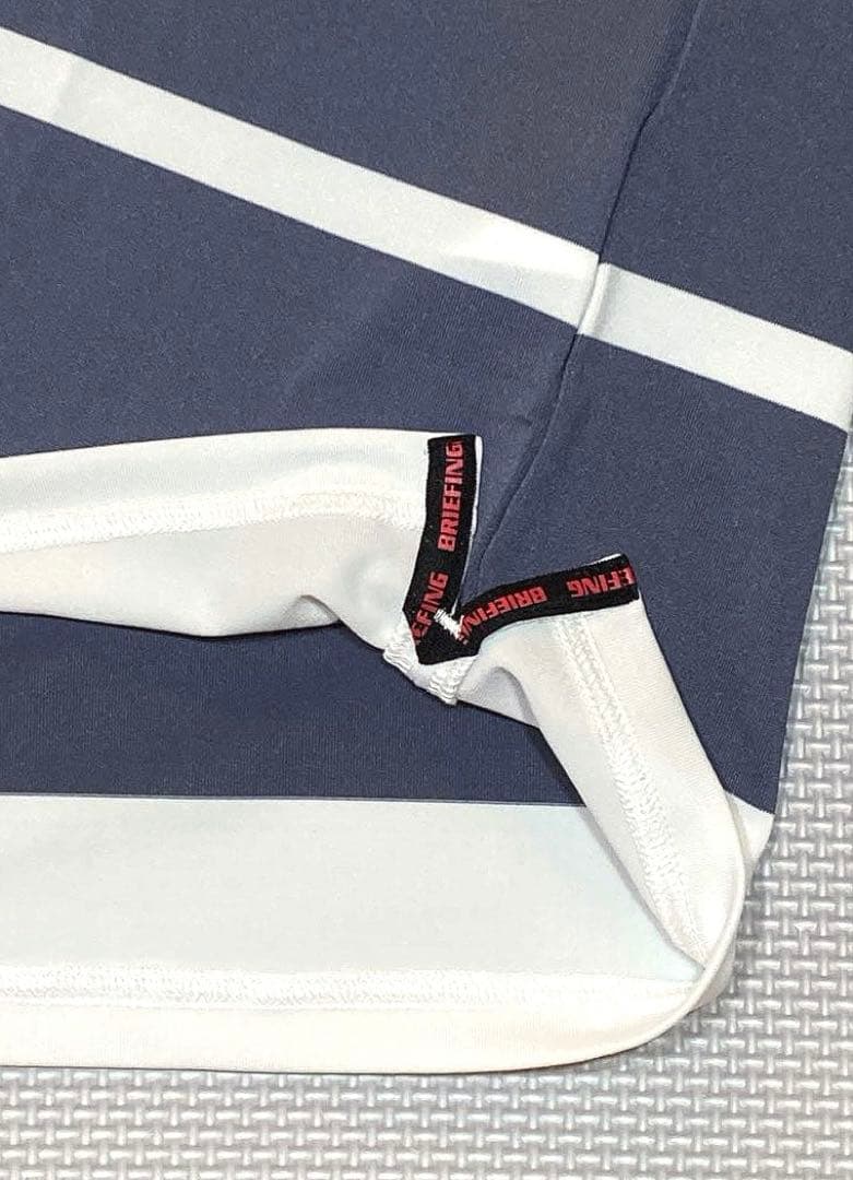 BRIEFING GOLF MS ワイドストライプポロシャツ（NAVY／M）
