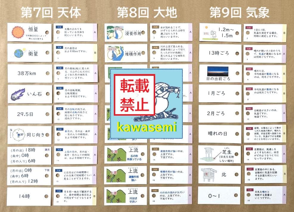 カット済 【中学受験】理科の基本事項 知識編 理科 暗記カード フルセットb