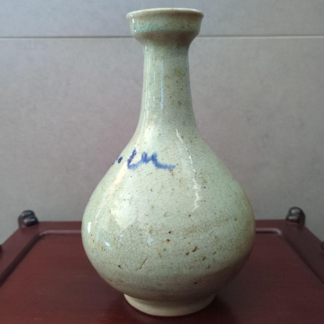朝鮮古美術　骨董品　古道具　高麗李朝　染付　青磁貫入　大徳利　花瓶　飾り壺