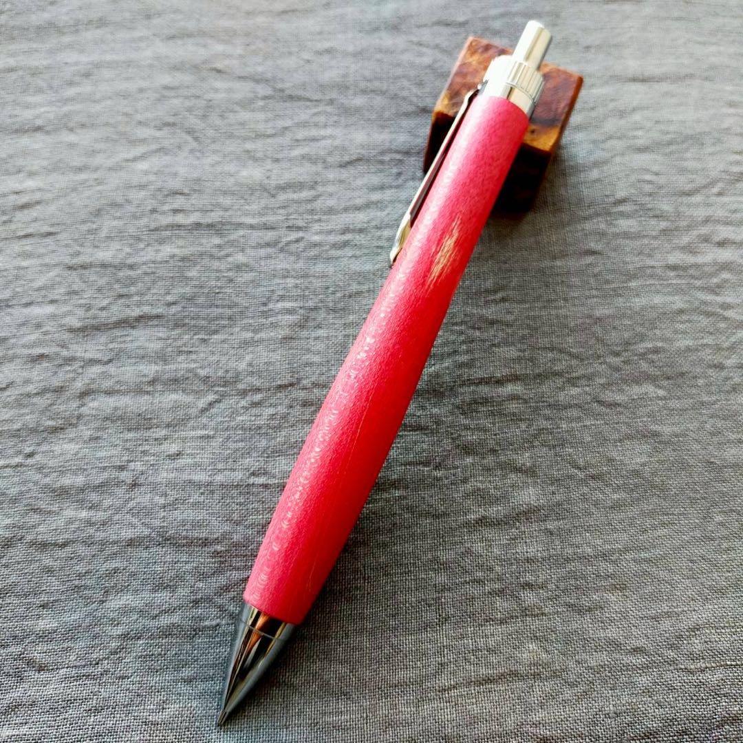 【薄赤】　スタビライズドウッド　ハンドメイド　木軸シャープペン　0.5mm