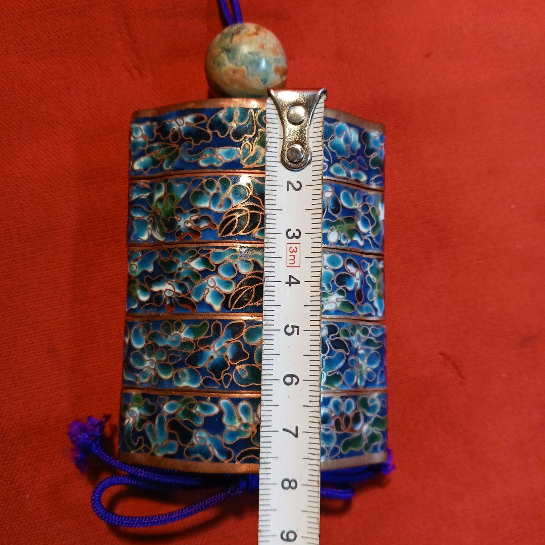 印籠　銅線有線七宝　根付け　緒締め玉付き　古物