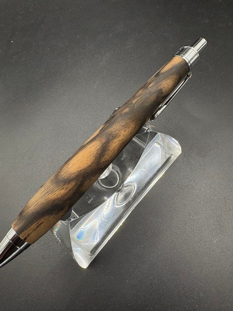 490極上　黒柿　孔雀杢　木軸シャーペン　ボールペン