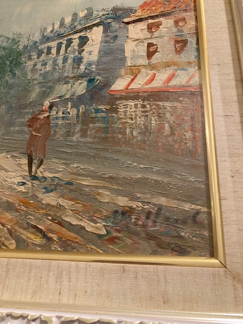 パリの街並み 油彩画 エッフェル塔