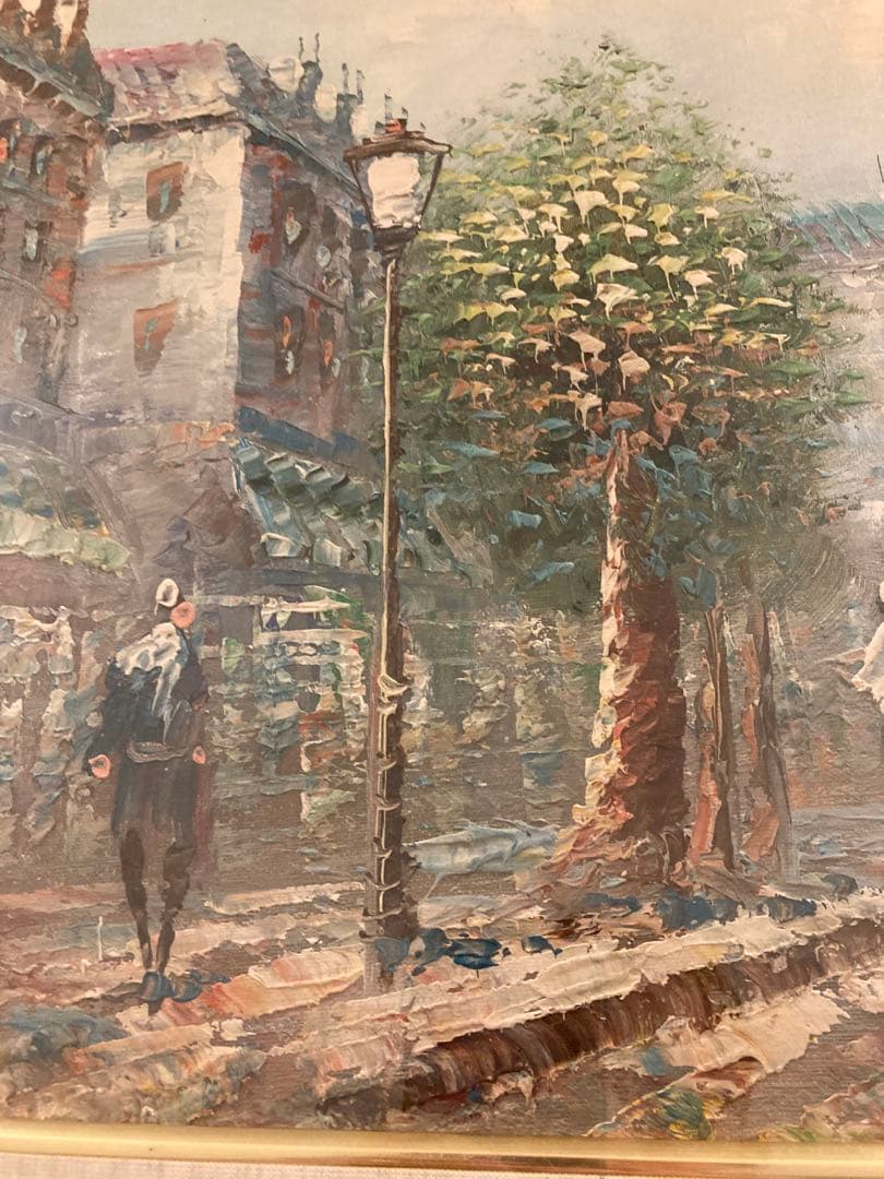 パリの街並み 油彩画 エッフェル塔