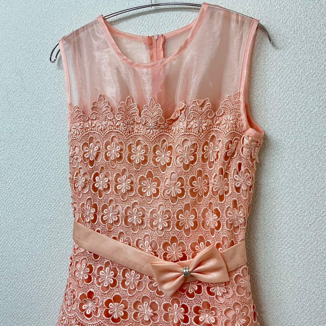 ピンク 花柄レース ダンスドレス