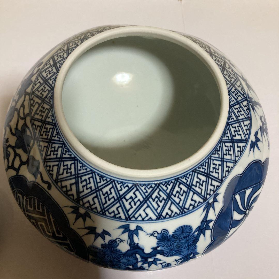 茶道具　京焼　染付水指　手塚景雲作