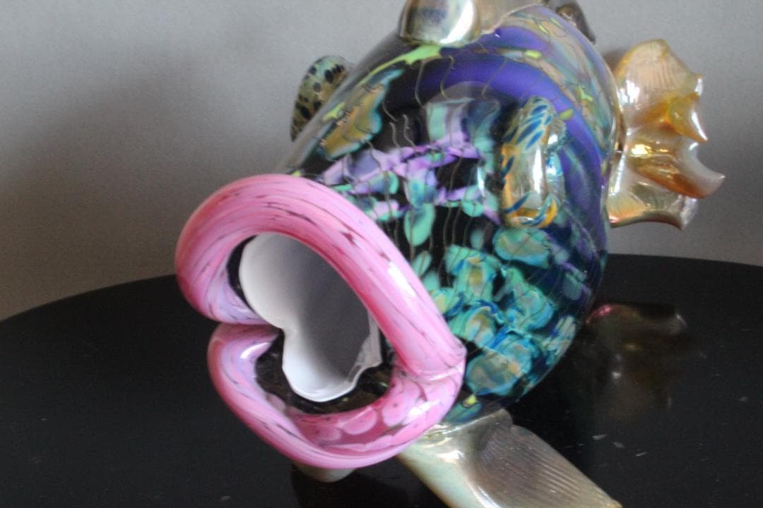 【龍風】美術品　ガラス製　魚　置物