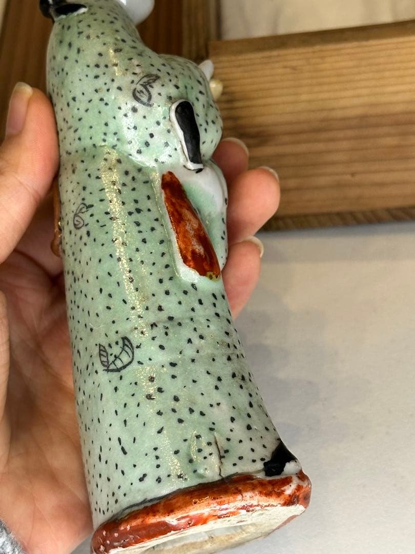 中国美術 清時代 粉彩 人物置物 共箱付 火漆封印有 骨董品 古陶磁