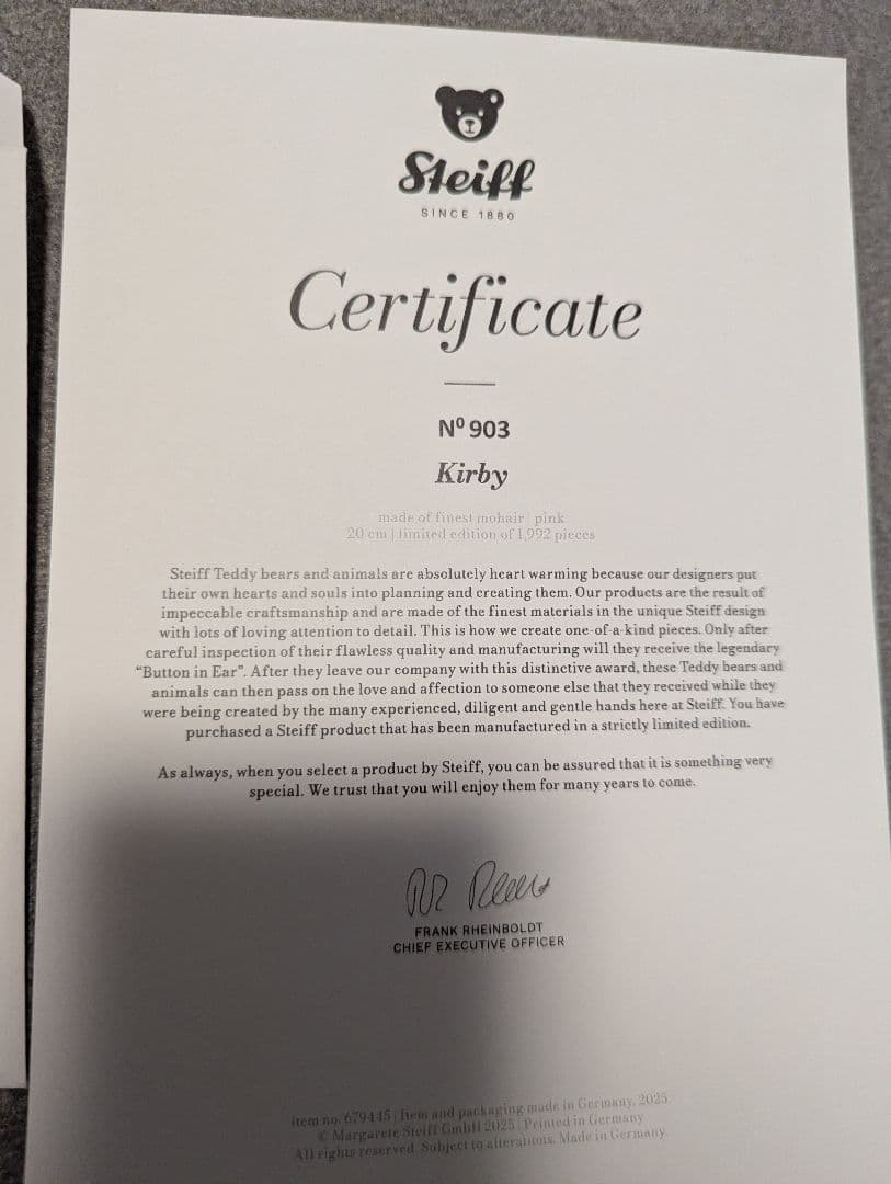 【新品】カービィ シュタイフSteiff x Kirby ぬいぐるみ 限定
