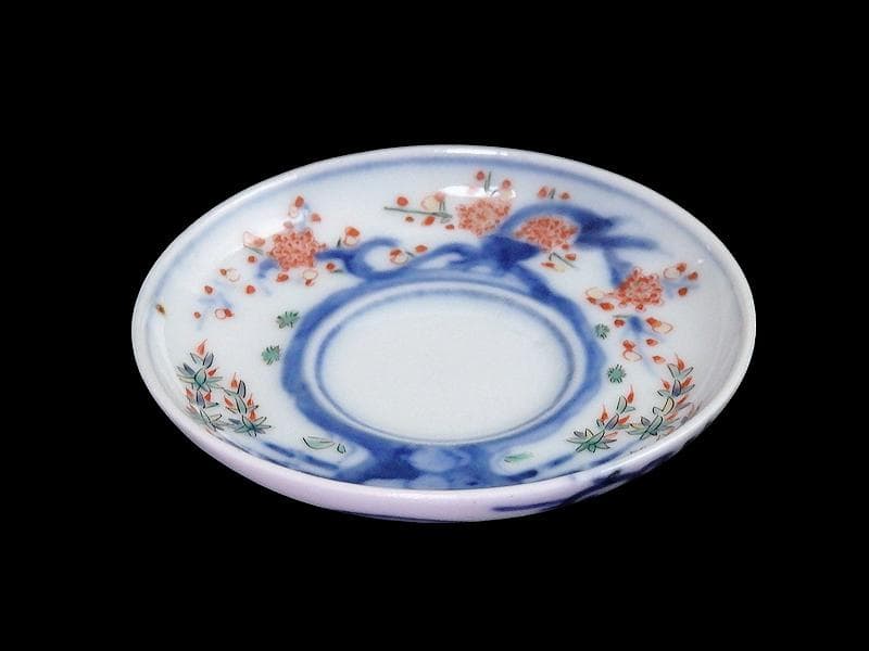 大聖寺伊万里　色絵　竹笹に梅の図　豆皿　F166AS-CTz