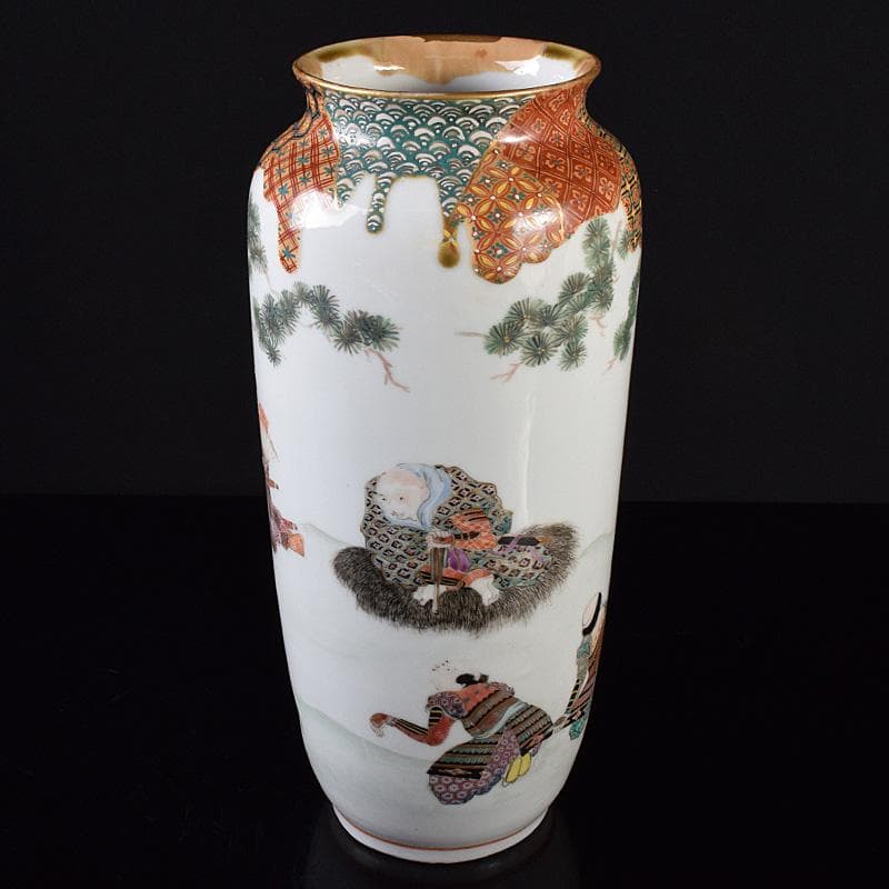 九谷焼　古九谷　色絵金彩　山水人物文瓶　V　R8111