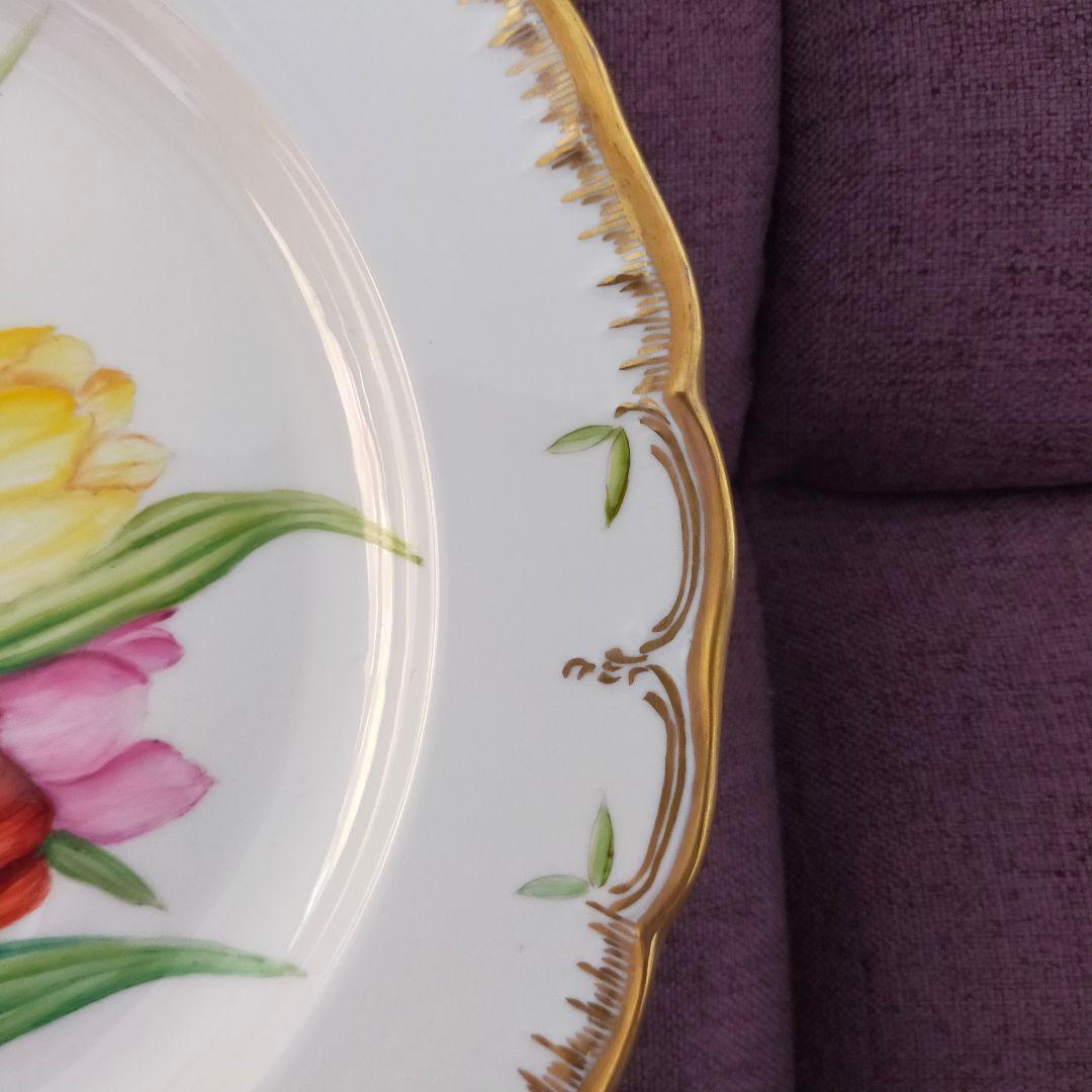 KPM　ベルリン　チューリップ　手描き?　金彩　アンティーク　プレート　皿