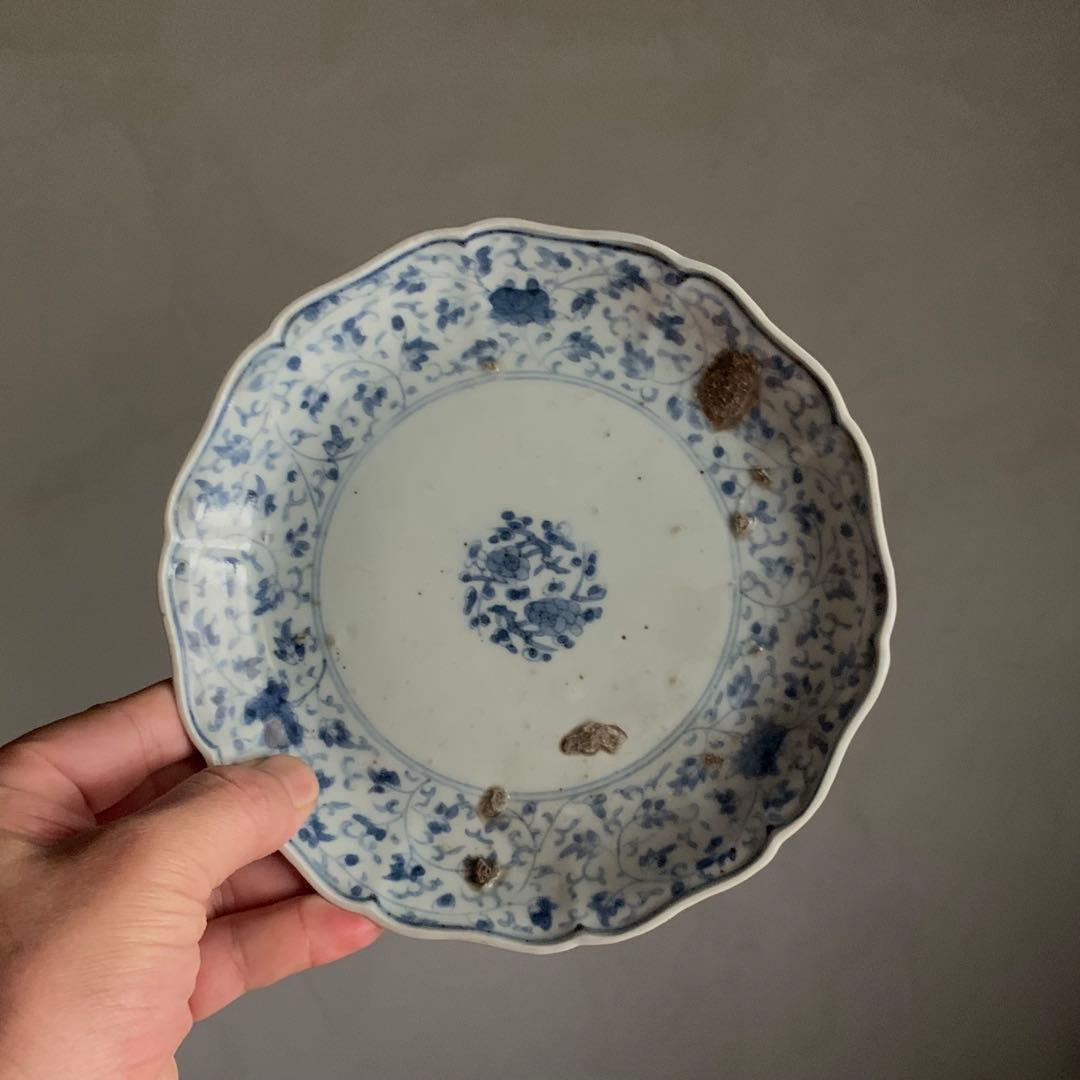 古伊万里 元禄伊万里 藍柿右衛門 中皿 No.6 古美術 古道具 アンティーク