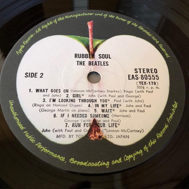 ビートルズ ラバー・ソウル LP 国内盤 アップル ラベル d717y77