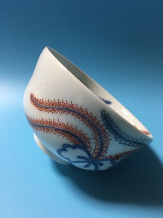 人間国宝 十三代 今泉今右衛門 色鍋島桐文茶碗 本人作 彫銘 茶道具 抹茶碗