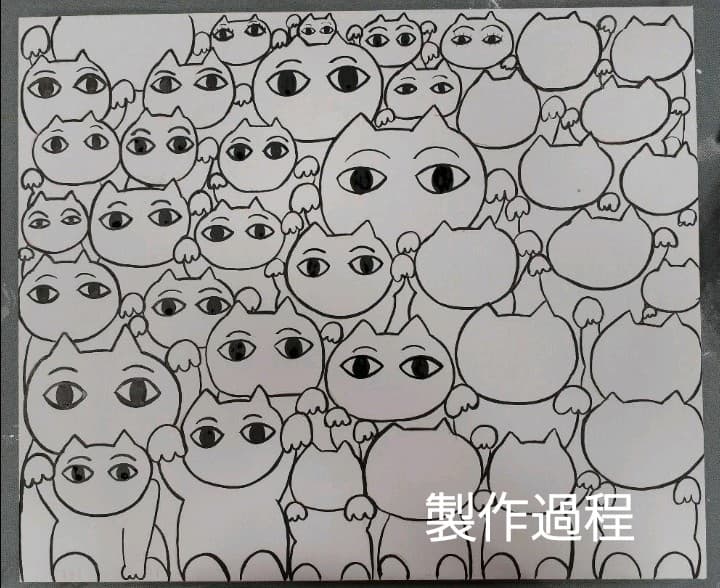 ハッピー招き猫　日本画金箔　額付(アンティーク)　F8号　画家　小楠アキコ作品