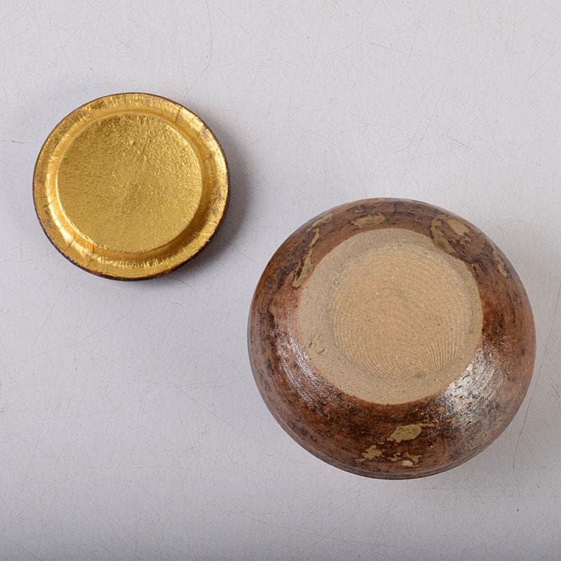 茶道具　瀬戸焼　南山窯　田沼起八郎作　渋紙手　茶入　仕覆付　共箱　V　8581