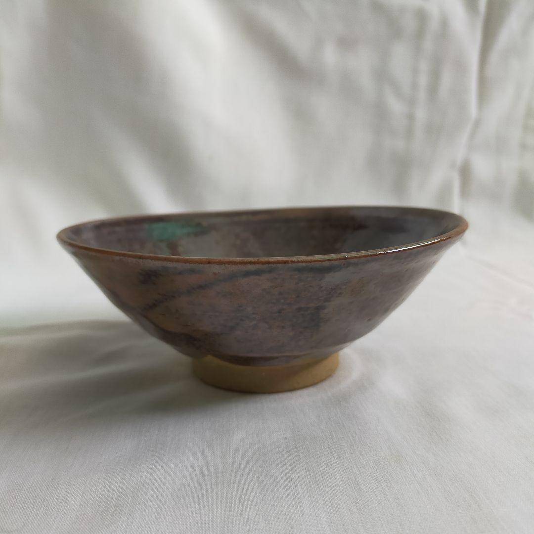 茶道茶碗　膳所焼　平茶碗【中古美品】