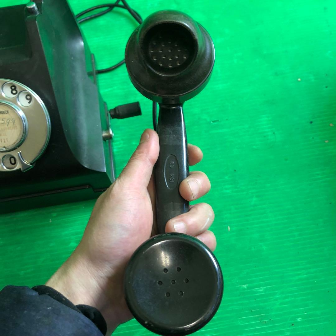 昭和レトロ アンティーク ダイヤル式電話 黒電話機 動作未確認 現状渡し