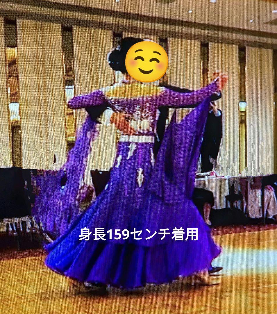 社交ダンススタンダードドレス／白樺ドレス/Mサイズ／紫/パープル／デモ