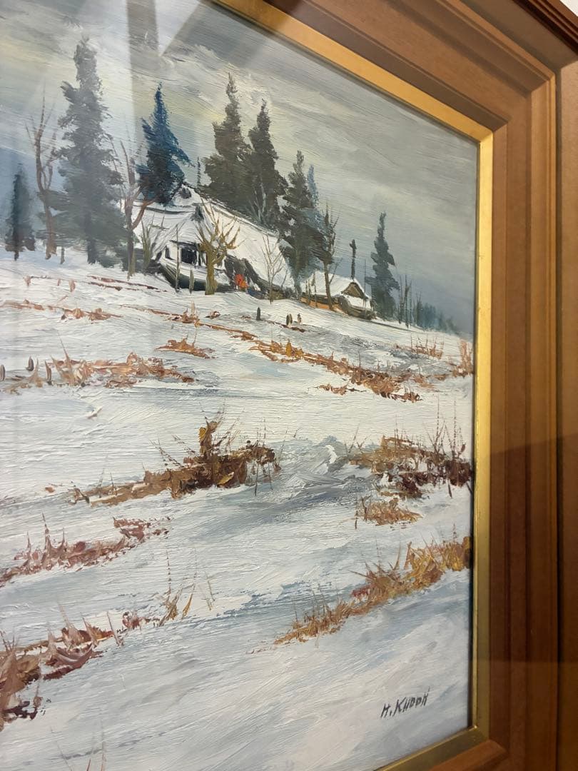 Ｆ6 油彩画　工藤晴巳　水ぬるむ里