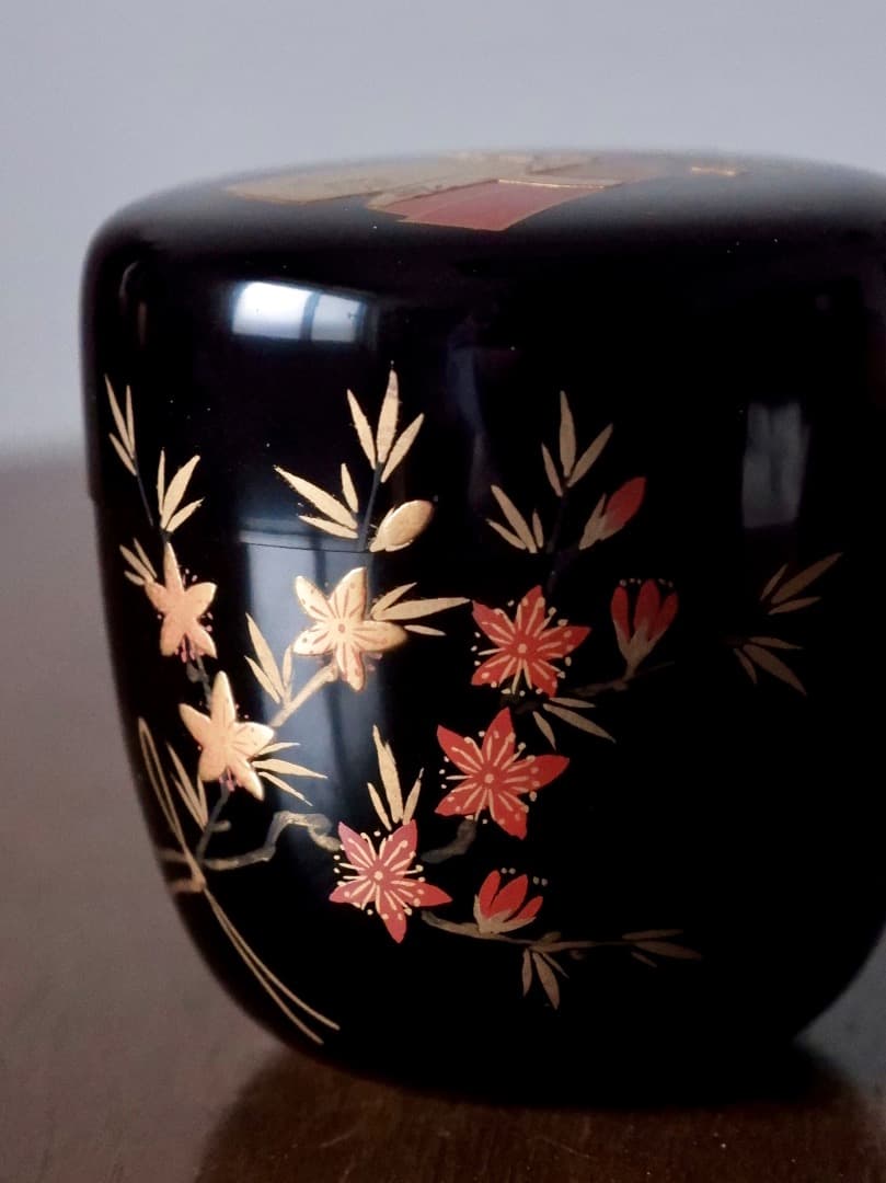 北村葵春　雛蒔絵　中棗　漆工芸　茶器　茶道具　箱付　Q2279