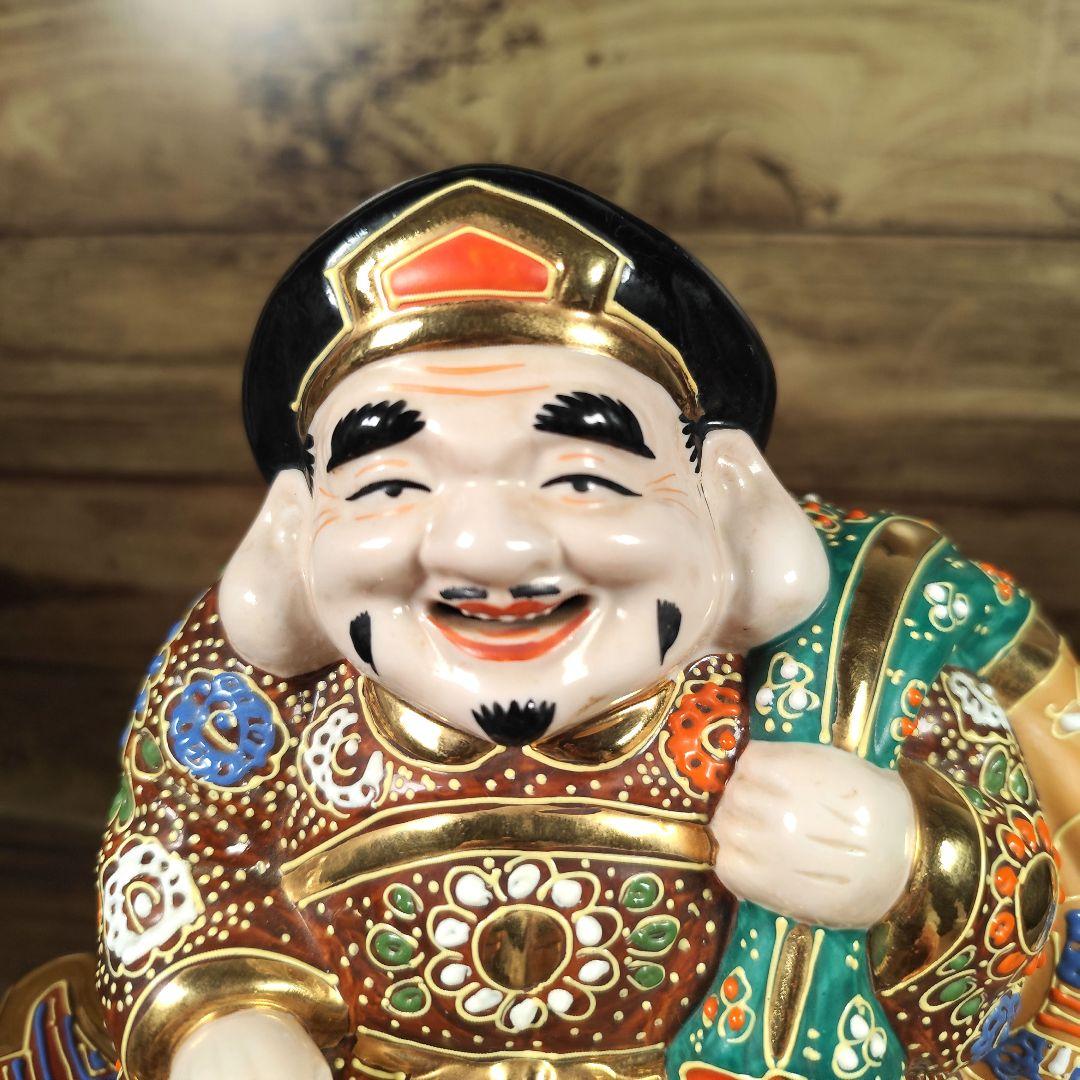九谷焼 打ち出の小槌乗り 大黒様・盛（高さ27cm）