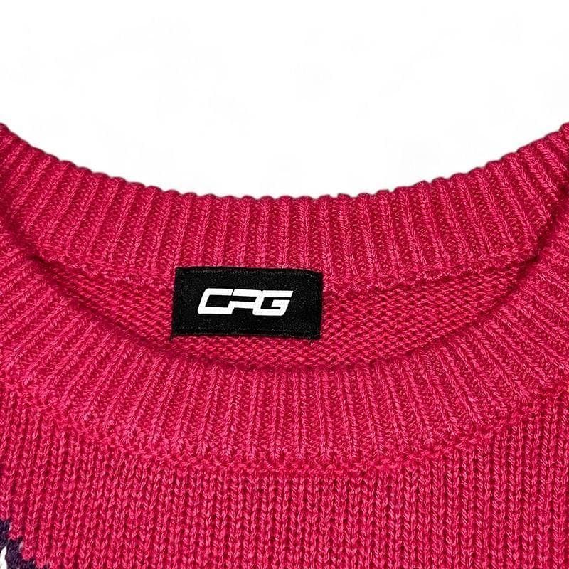 美品 CPG シーピージーゴルフ ウール混 ニット セーター ロゴ 柄 2