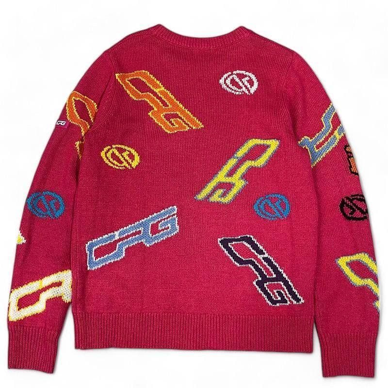 美品 CPG シーピージーゴルフ ウール混 ニット セーター ロゴ 柄 2