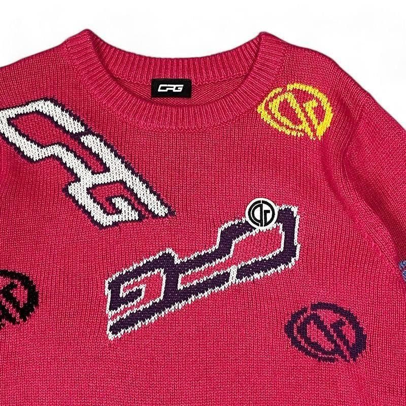 美品 CPG シーピージーゴルフ ウール混 ニット セーター ロゴ 柄 2