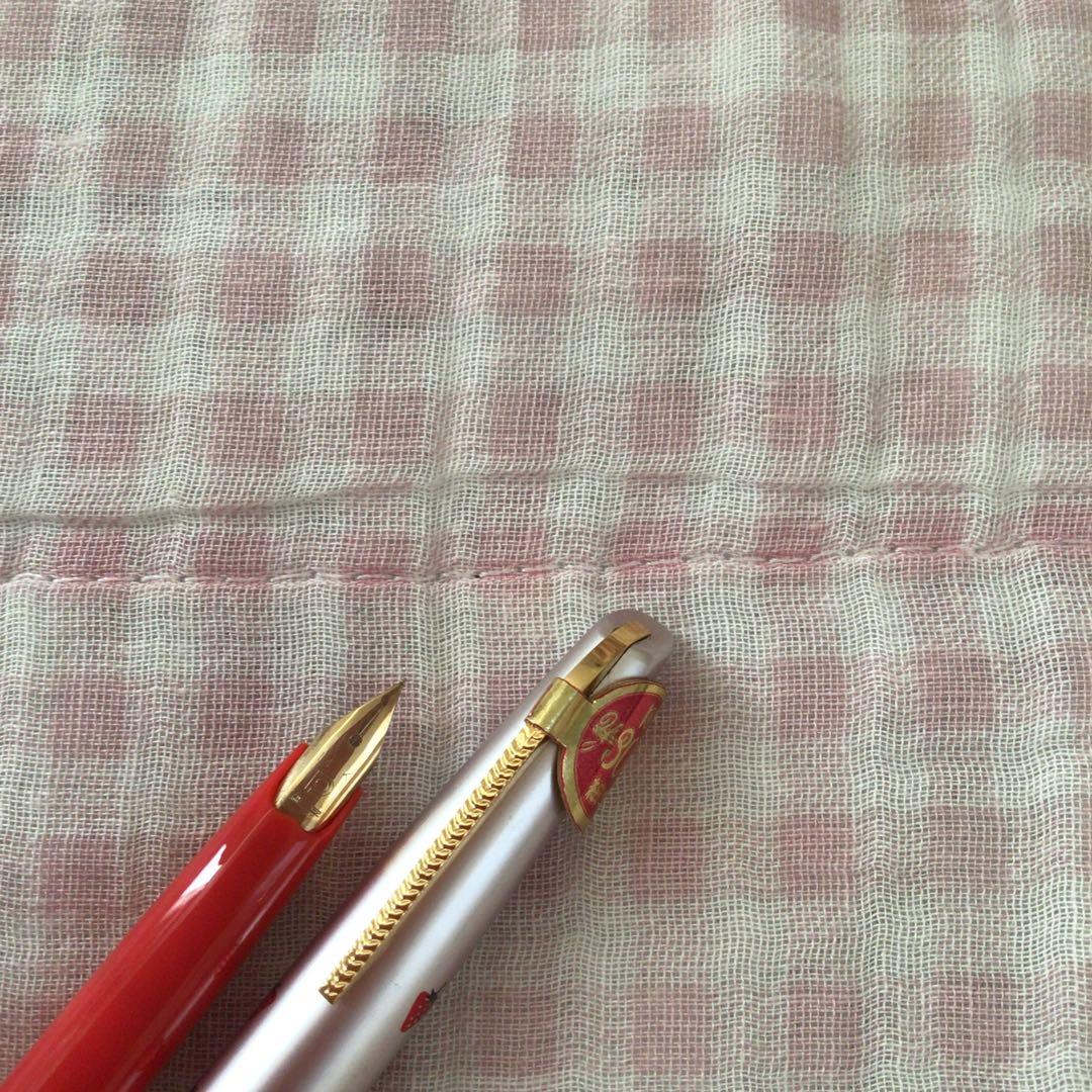 プラチナ 14K 14金 万年筆 ショート 細字 いちご 苺 赤 廃盤