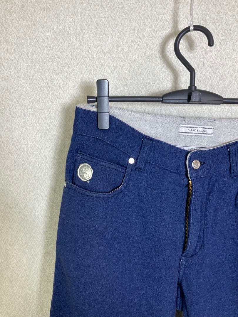 （美品）MARK&LONAゴルフパンツ ズボン 青系 マークアンドロナ サイズM