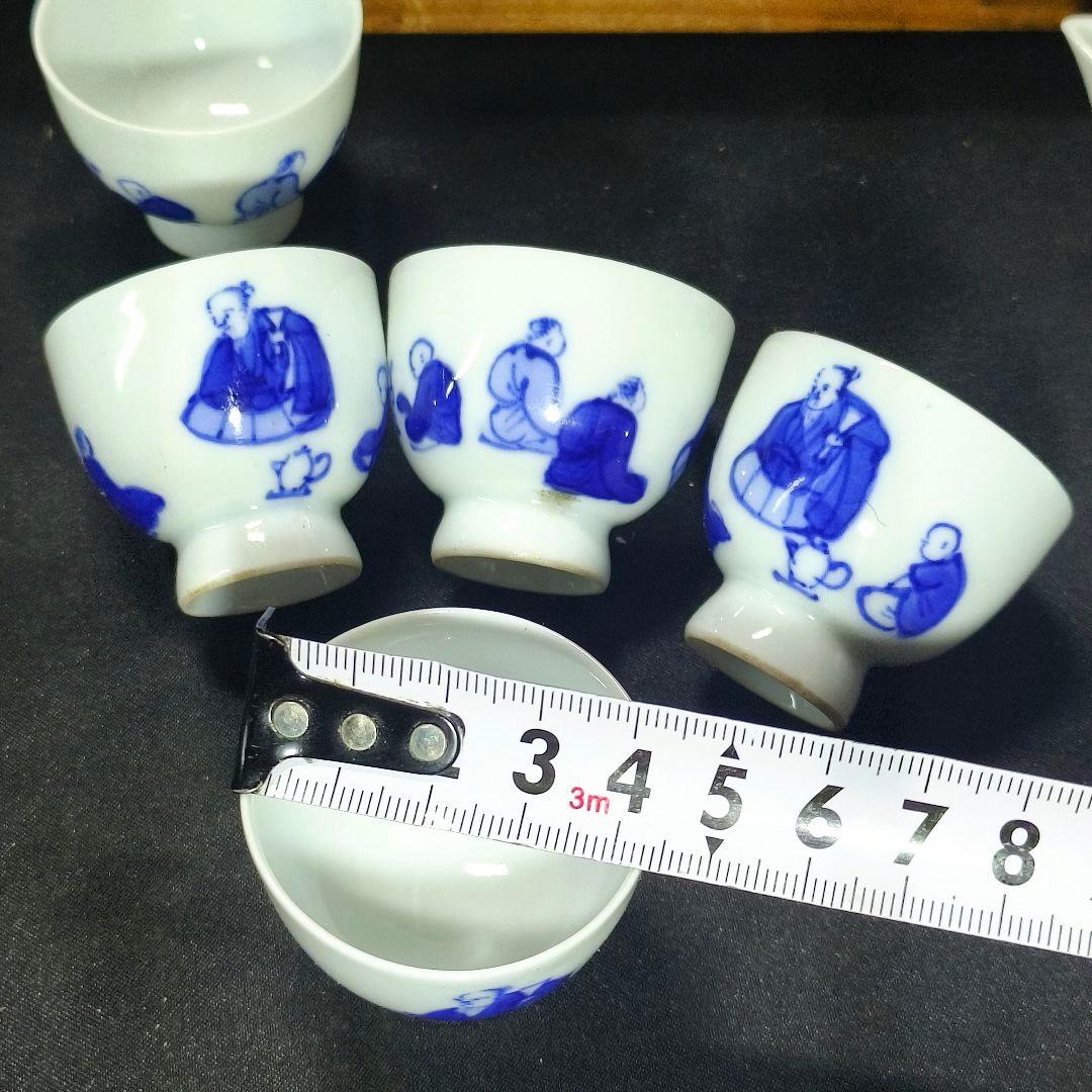 煎茶道具 染付宝瓶茶器 手描き唐子文 祥山造 骨董 時代物 薄手蒐集家放出美品
