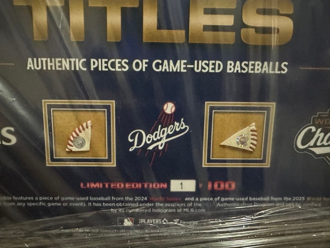 【世界100枚限定】2025年ドジャース WS優勝記念フォトパネル　実使用ボール