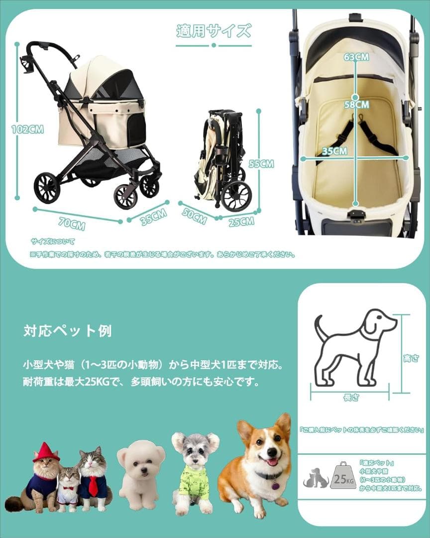 【新品】YOENBO ペットカート 小型犬 中型犬 猫 対応 折りたたみ