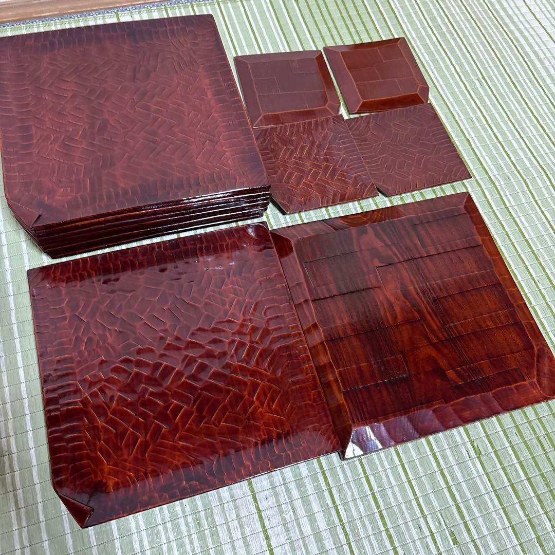 折式　讃岐彫刻　お盆　お膳　菓子盆　工芸品　骨董品　角折　角盆　皿