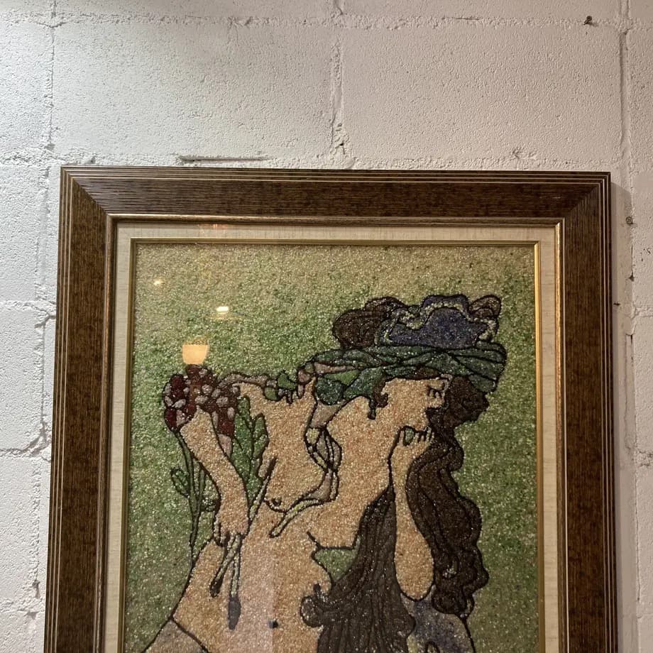 70年代　アクリル　ビーズ　アート　作品　額縁