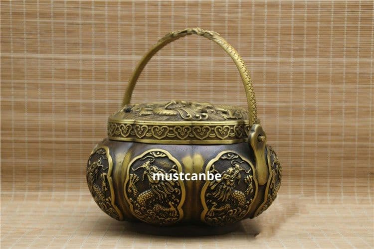 銅器 香炉 龍鳳手炉 提手炉 暖手炉香道具 工芸品 置物