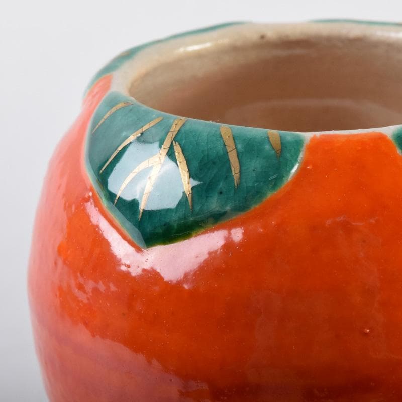 茶道具　竹中洸祥作　柿蓋置　共布共箱　V　7980