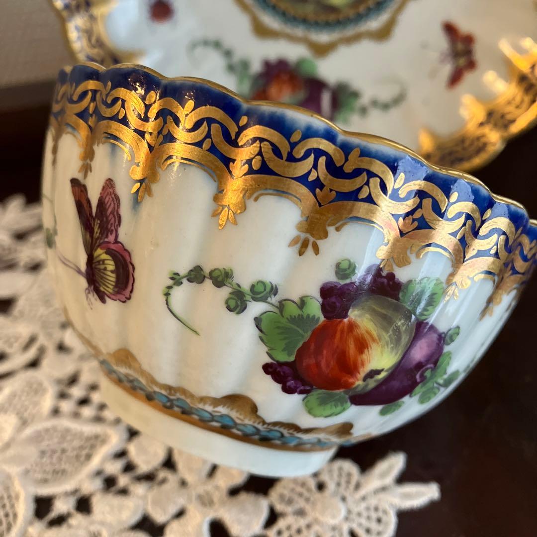 英国アンティーク　ウースタードクターウォール期　ティーボウル&ソーサー