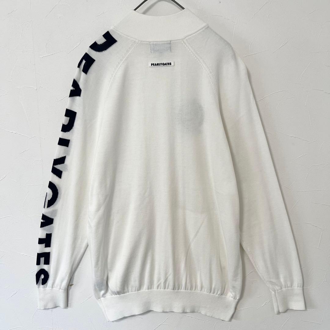 Pearly Gates パーリーゲイツ　デカロゴ　ニット　ジャケット　ホワイト