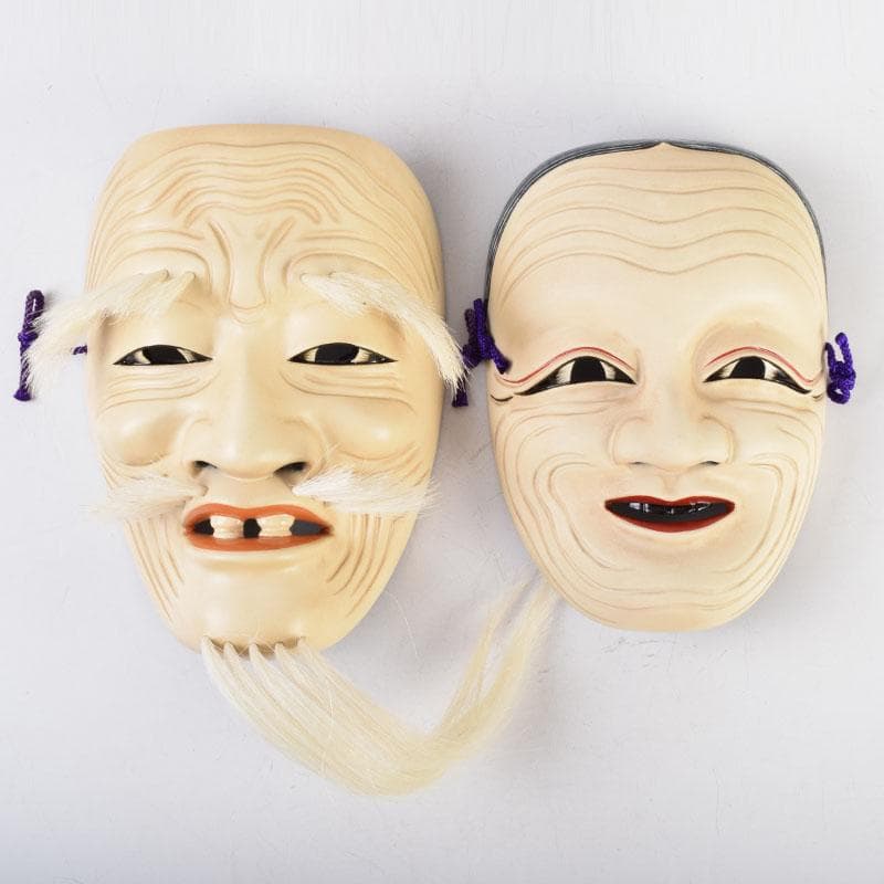 ちょんたろ 　吉備のおもて　能面　木彫　手名槌命　足名槌命　V　8790