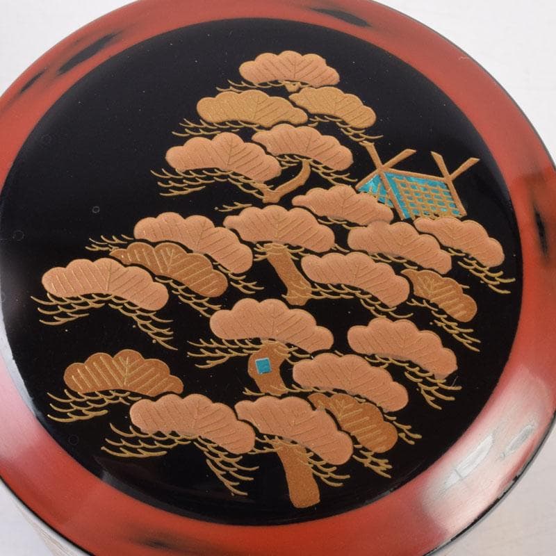 山中漆器　加賀蒔絵師　和田寿峰作　面根来　住吉蒔絵　茶器　共箱　V　8550