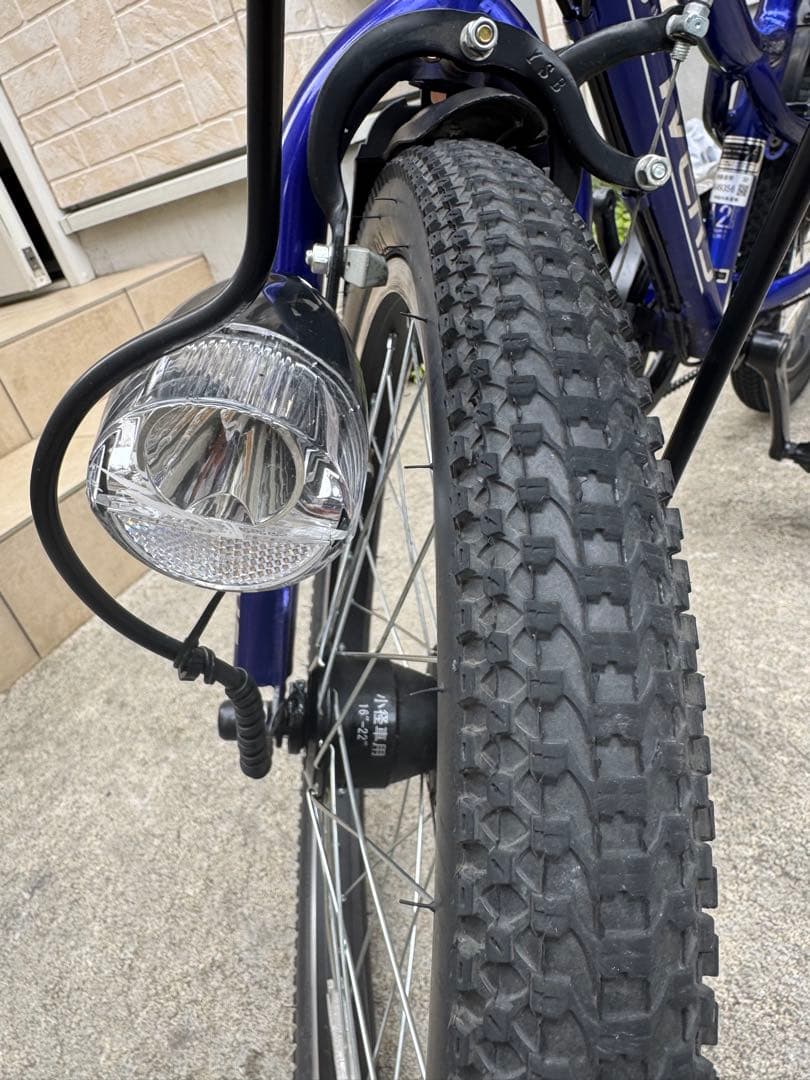 6段ギア子供用自転車 青 前面バスケット付き