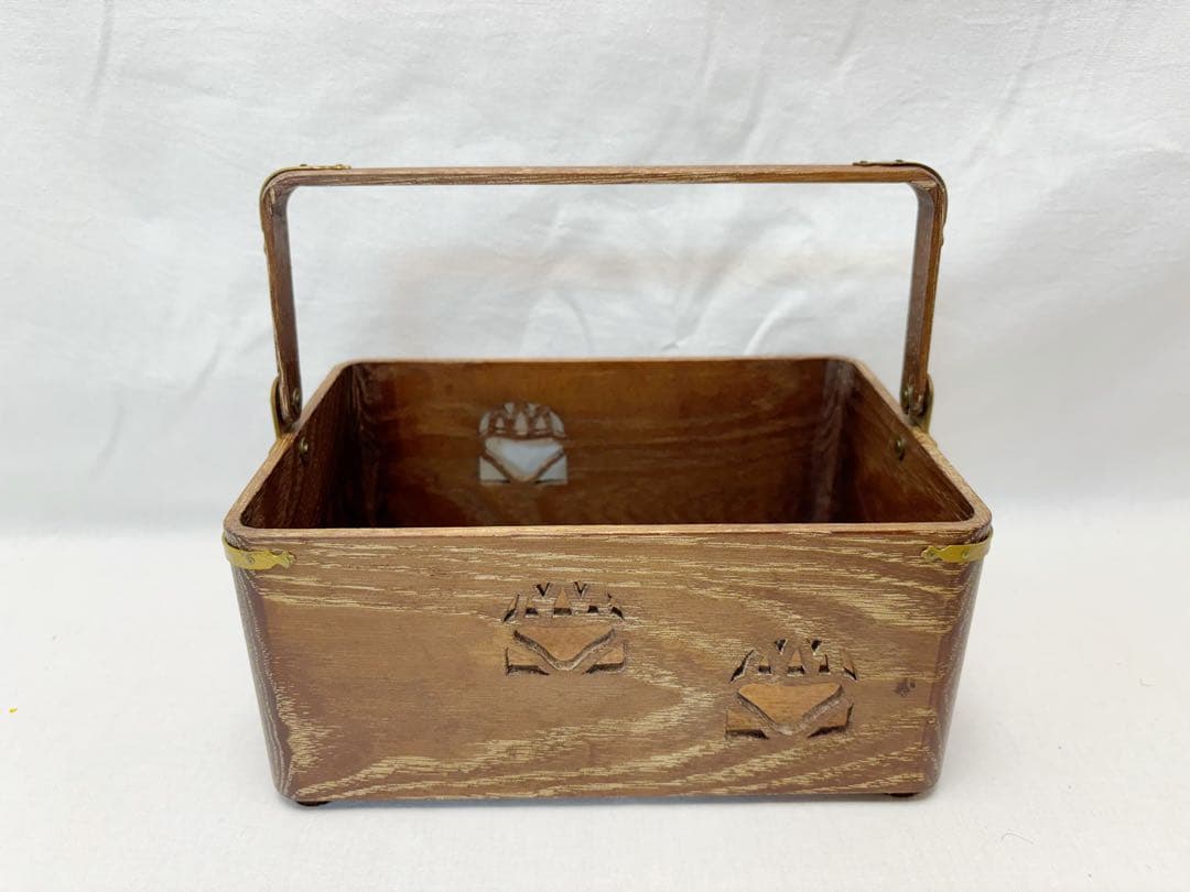 ほぼ未使用 茶道具 指物師 大崎雄斎作 鵬雲斎好写 桑 桐透 手付莨盆セット共箱