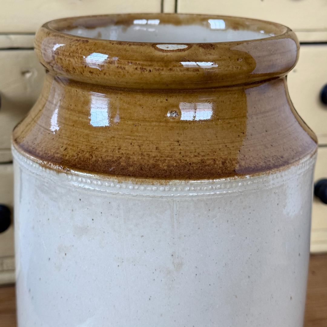 イギリス　アンティーク　陶器　ストーンウェア　ジャー　ボトル　キッチンツール入れ